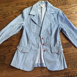 Women's Vintage Levi’s Corduroy Blue Blazer Jacket with brown leather buttons